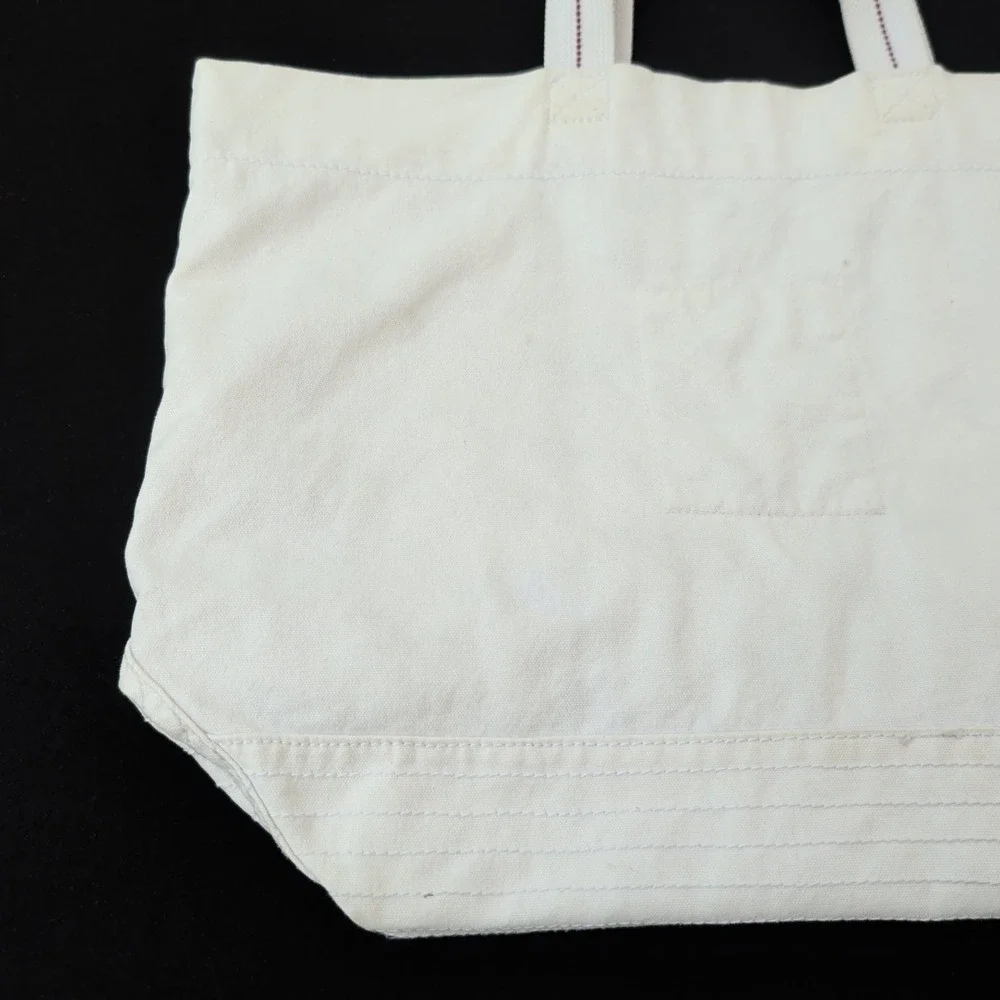 Y2K Hollister Canvas‎ Tote Bag Embroidered Beach Maroon White